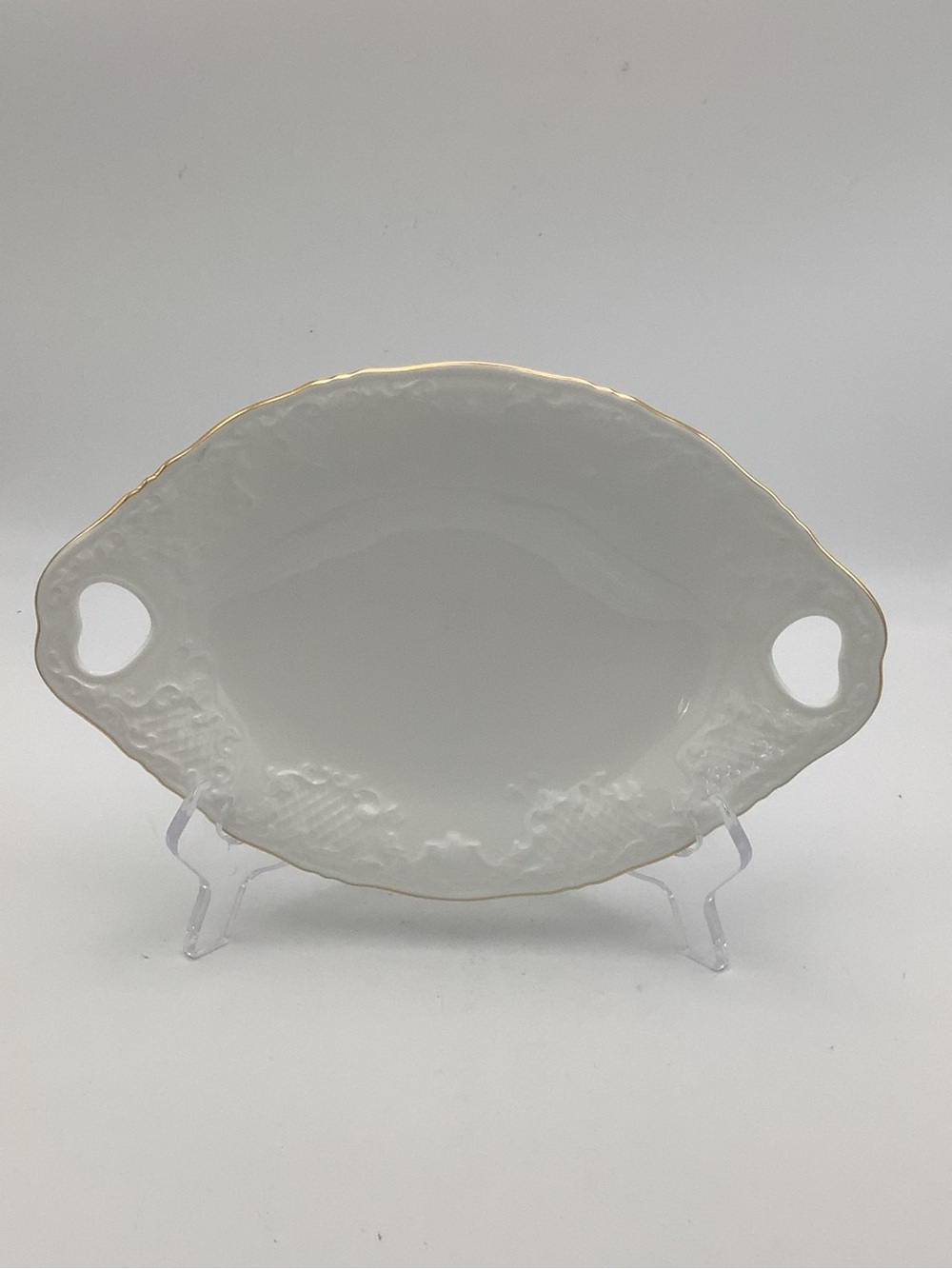 Royal Albert Embossed English Bone China Tray with Cut Out Heart Handles